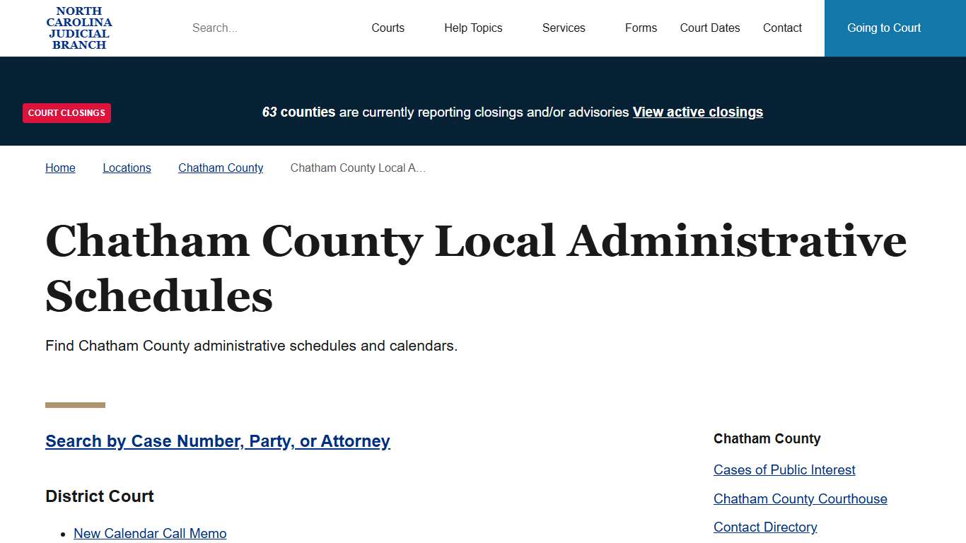 Chatham County Local Administrative Schedules North Carolina Judicial Branch